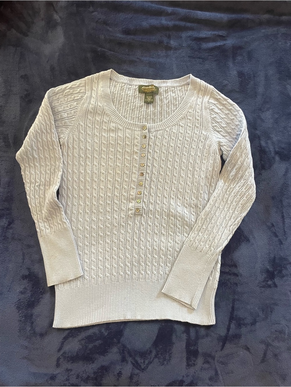 Eddie Bauer Cream Cable-Knit Henley Pullover Sweater